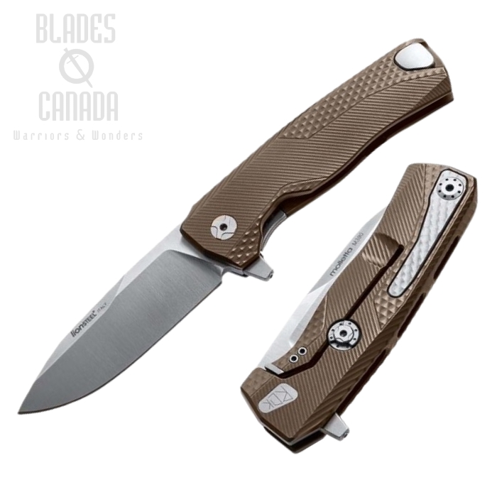 Lion Steel ROK B Flipper Framelock Knife, M390 Satin, Titanium Bronze ROK B